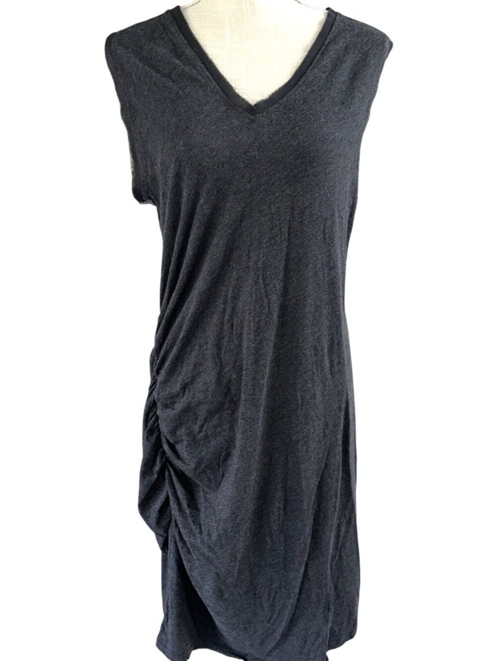 Kenneth Cole New York Charcoal Ruched Sleeveless Dress Size L